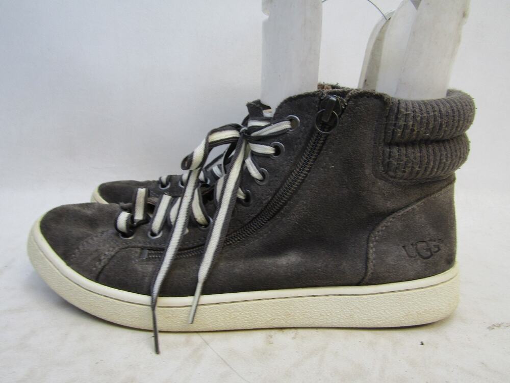 UGG Womens Size 8 M Gray Suede Leather Zip Lace Up Ankle Boots